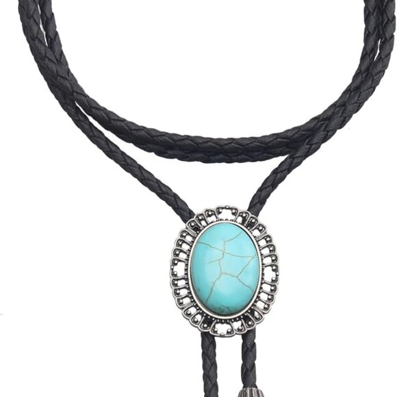 Native American Bolo Tie Rodeo Cowboy Leather - Picture 3 of 7